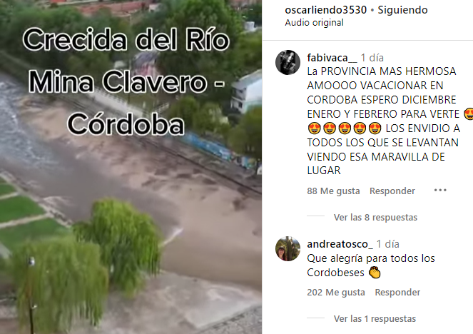 Impresionante video de la llegada de la creciente a Mina Clavero
