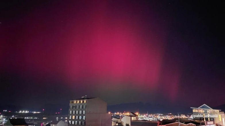 Se vieron auroras boreales en Ushuaia producto de la gran tormenta solar