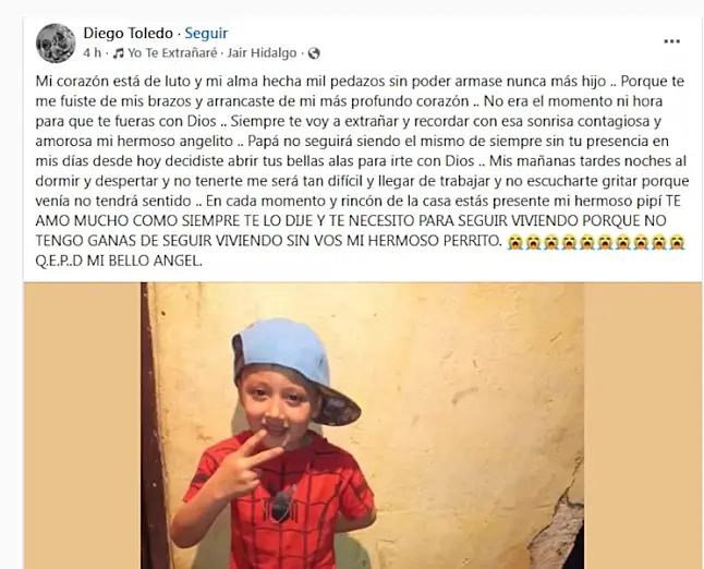tristeza por muerte del niño