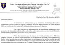 Qué dice el comunicado que emitió el Centro Parroquial Margarita A. de Paz por los presuntos abusos