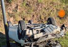 Autopista Córdoba-Carlos Paz: Se durmió manejando y chocó y volcó pero resultó ileso