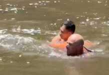 Video: así rescataron a un joven que no podía cruzar el río en la Playa de los Hippies