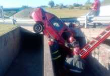 Despistó en la Circunvalación y cayó a un desagüe