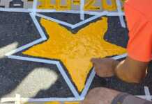 Pintaron una Estrella Amarilla de Diego Pérez en un emotivo acto de memoria y concientización vial