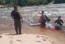Tensión en Playas de Oro: un vendedor ambulante se tiró al río y fue detenido