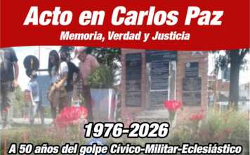 A 50 años del golpe: Así será el acto por la memoria en Carlos Paz