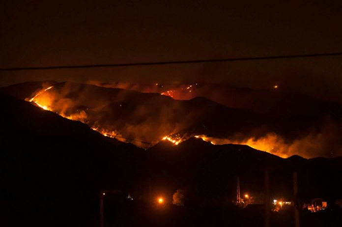 El incendio continuó activo durante toda la noche