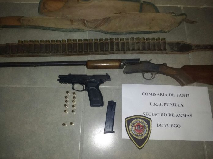 Las armas secuestradas en Tanti