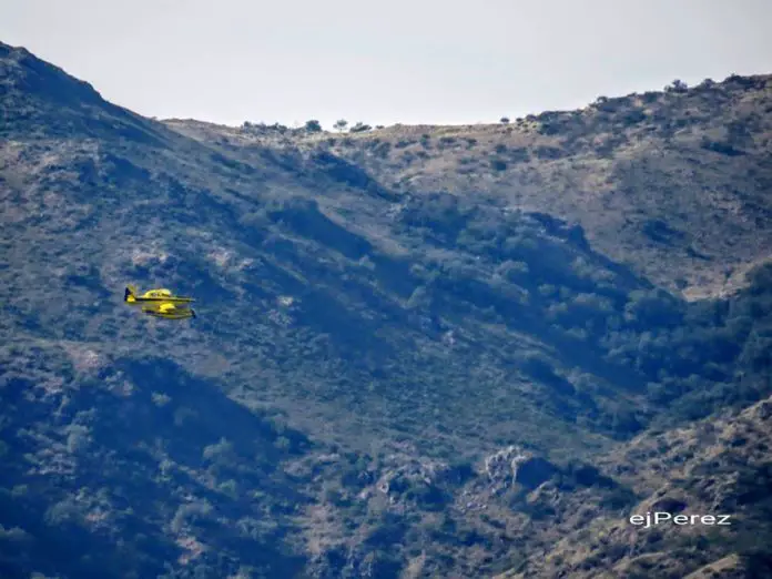 Los aviones hidrantes realizaron pruebas sobre el San Roque