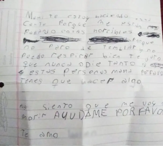 carta niña acoso