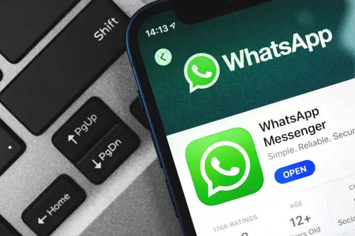 Kharkov, Ukraine - March 9, 2021: Whatsapp application in app store close-up