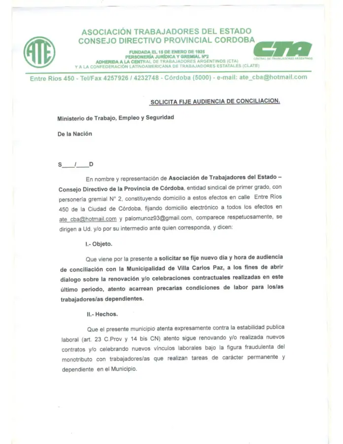 misiva enviada por ate