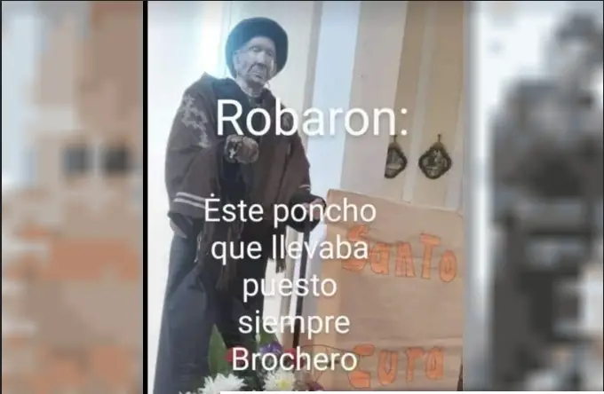 Publicación en redes sociales tras el robo del poncho del Cura Brochero