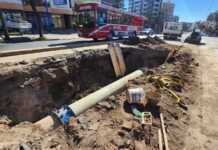 Obras en el servicio de agua complican el tránsito en el centro de Carlos Paz