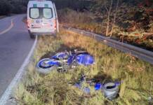 Violento despiste: un motociclista terminó herido en la Ruta 14 cerca de Cuesta Blanca