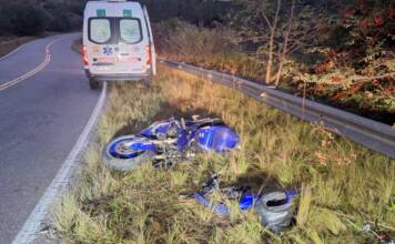 Violento despiste: un motociclista terminó herido en la Ruta 14 cerca de Cuesta Blanca