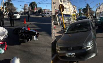 Carlos Paz: Un motociclista resultó herido en un choque en Av. Cárcano