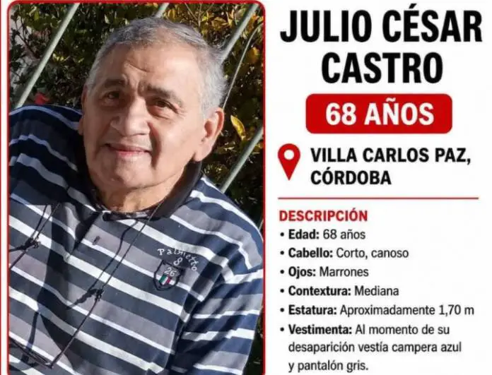 Buscan a un hombre de 68 años desaparecido en Carlos Paz