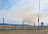 Combaten incendio en los campos del Ejército entre La Calera y la autopista