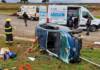 Accidente en la Ruta C-45: volcó un auto y rescataron a una mujer que había quedado atrapada