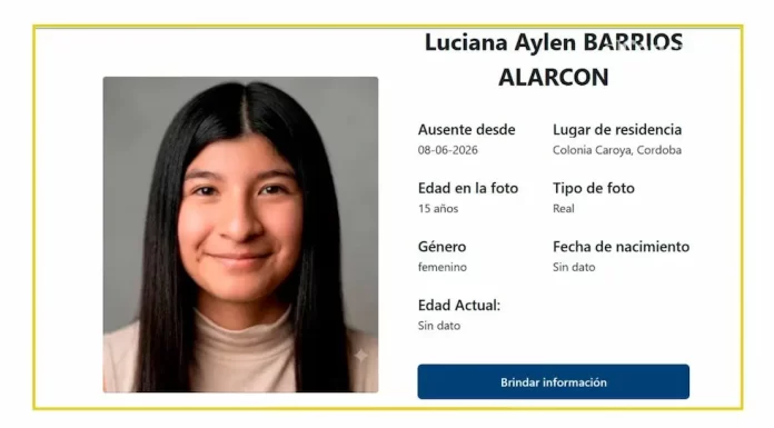 Urgente: Activaron la Alerta Sofía en Córdoba para buscar a Luciana Barrios Alarcón