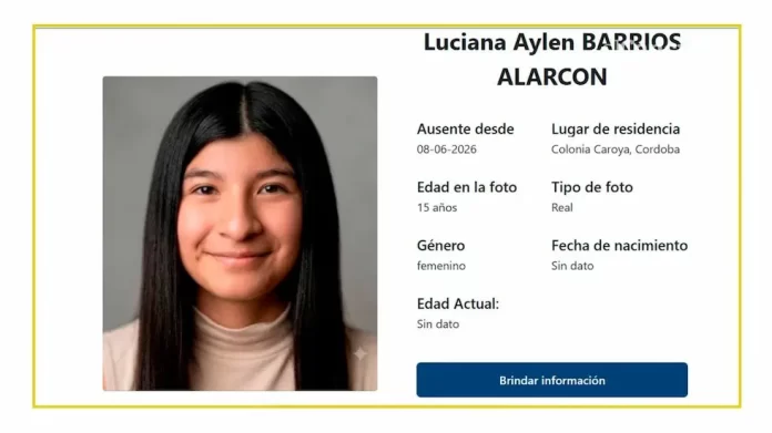 Urgente: Activaron la Alerta Sofía en Córdoba para buscar a Luciana Barrios Alarcón