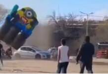 Cruz del Eje: un remolino levantó un inflable y dos niños terminaron hospitalizados